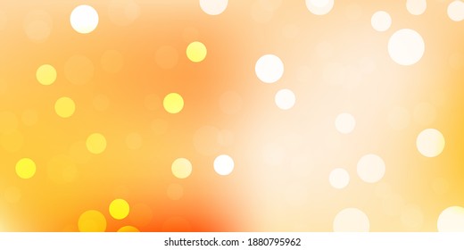 Light orange vector texture with disks. Glitter abstract illustration with colorful drops. New template for a brand book.
