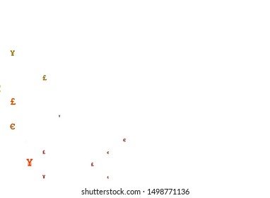 Light Orange vector texture with financial symbols. Modern abstract illustration with symbols of money. The pattern can be used for financial, investment websites.