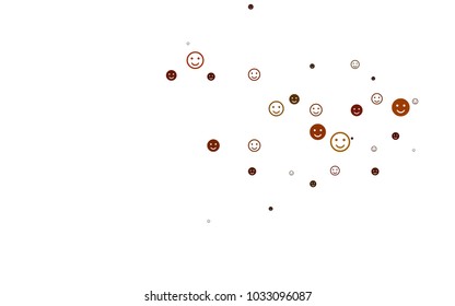 Light Orange vector texture with happy smiles. Decorative shining illustration with smiles on white template. Design for positive ad, poster, banner.