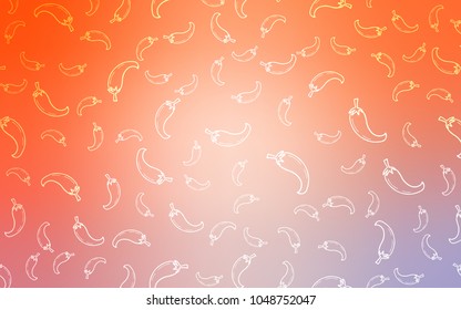 Light Orange vector texture with hot peppers. Decorative shining illustration with peppers on abstract template. Pattern for menu of cafes, bars, restaurants.