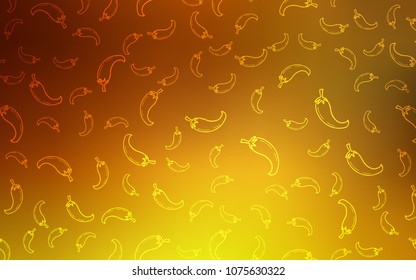 Light Orange vector texture with hot peppers. Blurred decorative design of peppers in doodle style. Doodle design for your business advert of cafes.