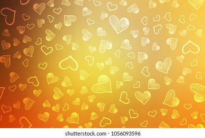 Light Orange vector texture with lovely hearts. Illustration with hearts in love concept for valentine's day. Beautiful design for your business advert of anniversary.
