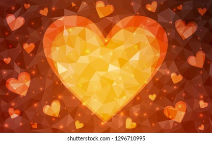 Light Orange vector  texture with lovely hearts. Illustration with hearts in love concept for valentine's day. Pattern for valentine's ad, booklets.