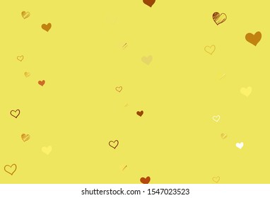 Light Orange vector texture with lovely hearts. Beautiful colored illustration with hearts in celebration style. Pattern for carnival, festival romantic leaflets.