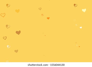 Light Orange vector texture with lovely hearts. Beautiful colored illustration with hearts in celebration style. Pattern for carnival, festival romantic leaflets.