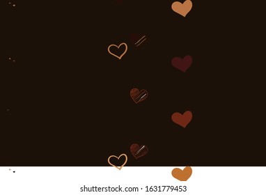 Light Orange vector texture with lovely hearts. Decorative design with hearts in simple style . Template for Valentine's greeting postcards.