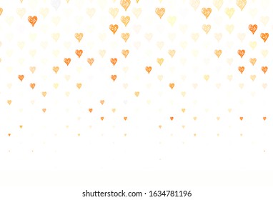 Light Orange vector texture with lovely hearts. Decorative design with hearts in simple style . Pattern for valentine's ad, booklets.