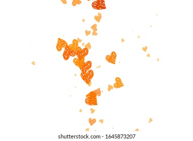 Light Orange vector texture with lovely hearts. Smart illustration with gradient hearts in valentine style. Pattern for marriage gifts, congratulations.