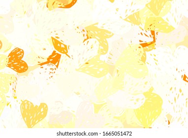 Light Orange vector texture with lovely hearts. Shining illustration with hearts on abstract template. Pattern for valentine's ad, booklets.