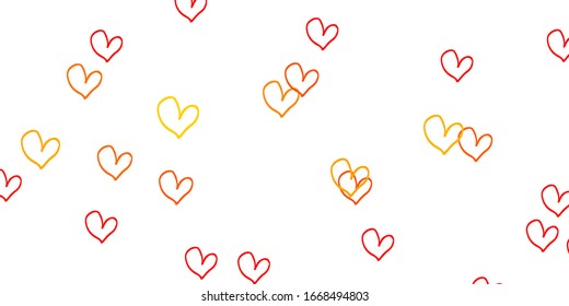 Light Orange vector texture with lovely hearts. Beautiful colored illustration with hearts in celebration style. Pattern for carnival, festival romantic leaflets.