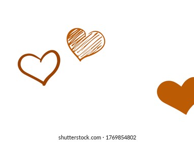 Light Orange vector texture with lovely hearts. Shining illustration with hearts on abstract template. Template for Valentine's greeting postcards.