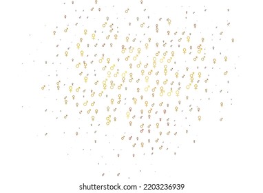Textura vectorial de naranja claro con iconos masculinos y femeninos. Diseño de gradiente simple en estilo abstracto con formas de género. Diseño moderno para tapices unisex.