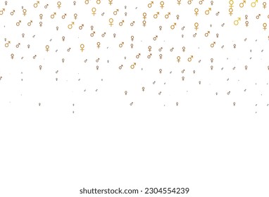Light orange vector texture with male, female icons. Abstract illustration with colorful gradient gender symbols. Base design for dating websites.