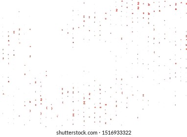 Light Orange vector texture with mathematic symbols. Blurred design in simple style with collection of numerals. Template for cell phone backgrounds.