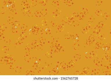 Light Orange vector texture with mathematic symbols. Shining colorful illustration with isolated Digit signs. Pattern for ad, booklets, leaflets of education.