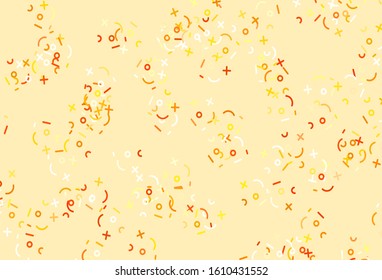 Light Orange vector texture with mathematic symbols. Abstract illustration with colored algebra signs. Pattern for school, grammar websites.