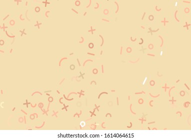 Light Orange vector texture with mathematic symbols. Illustration with Numeral symbols on abstract template. Template for landing page of typography.