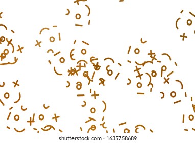 Light Orange vector texture with mathematic symbols. Modern geometrical illustration with numerals. Template for landing page of typography.