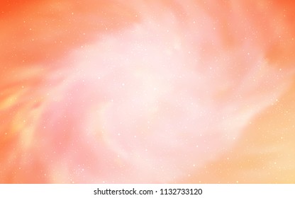 Light Orange vector texture with milky way stars. Glitter abstract illustration with colorful cosmic stars. Template for cosmic backgrounds.