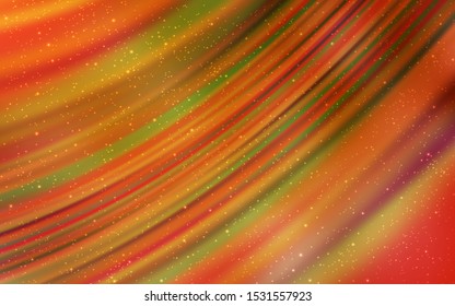 Light Orange vector texture with milky way stars. Shining colored illustration with bright astronomical stars. Template for cosmic backgrounds.
