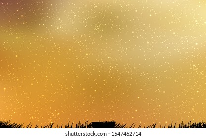 Light Orange vector texture with milky way stars. Glitter abstract illustration with colorful cosmic stars. Template for cosmic backgrounds.
