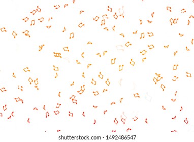 Light Orange vector texture with musical notes. Modern abstract illustration with melody keys. Pattern for school ad, booklets.