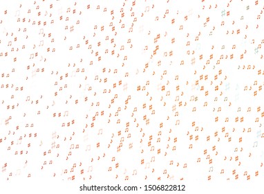 Light Orange vector texture with musical notes. Shining illustration of colorful gradient music notes. Pattern for school ad, booklets.