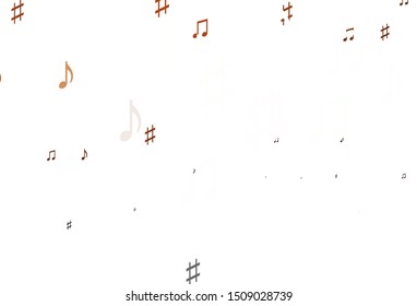 Light Orange vector texture with musical notes. Abstract illustration with colorful symbols of melody. Pattern for festival leaflets.