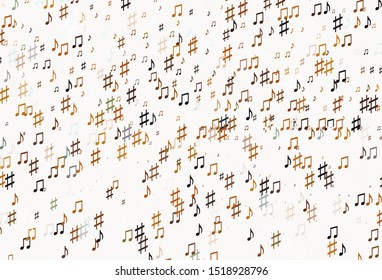 Light Orange vector texture with musical notes. Shining illustration of colorful gradient music notes. Template for fashion magazines.