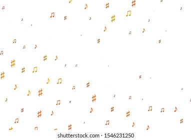 Light Orange vector texture with musical notes. Decorative design in abstract style with music shapes. Modern design for wallpapers.