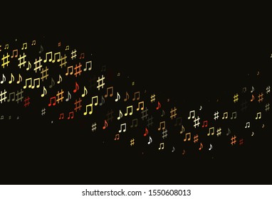 Light Orange vector texture with musical notes. Shining illustration of colorful gradient music notes. Pattern for school ad, booklets.
