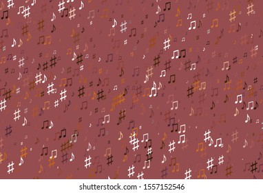 Light Orange vector texture with musical notes. Shining illustration of colorful gradient music notes. Pattern for websites of musitians.