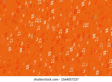Light Orange vector texture with musical notes. Shining illustration of colorful gradient music notes. Pattern for school ad, booklets.