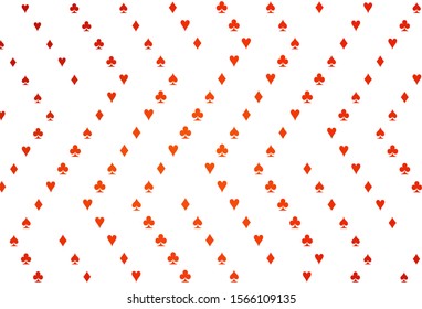 Light Orange vector texture with playing cards. Blurred decorative design of Playing card suits. Pattern for leaflets of poker games, events.