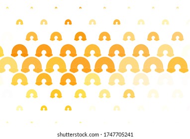 Textura vectorial de naranja claro con arcos de lluvia, nubes. Ilustración decorativa con arco iris, formas de nubes. Diseño para eventos de soporte.