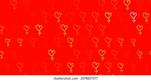 Light Orange vector texture with women rights symbols. Colorful feminism symbols with a gradient in modern style. Elegant design for wallpapers.