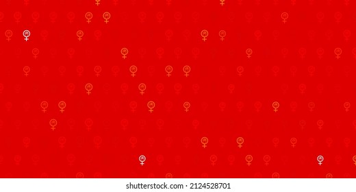 Light Orange vector texture with women rights symbols. Abstract illustration with a depiction of women power. Background for International Women Day.