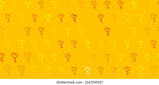 Light Orange vector texture with women rights symbols. Simple design in abstract style with women rights activism. Simple design for your web site.