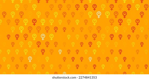 Light Orange vector texture with women rights symbols. Illustration with signs of women strength and power. Best design to show the power of women.