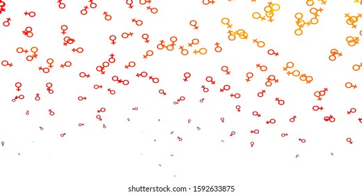 Light Orange vector texture with women's rights symbols. Colorful feminism symbols with a gradient in modern style. Smart design for your apps.