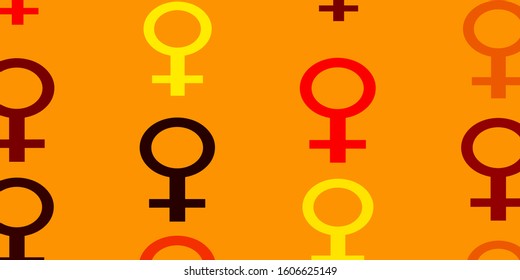 Light Orange vector texture with women's rights symbols. Simple design in abstract style with women’s rights activism. Elegant background for websites.