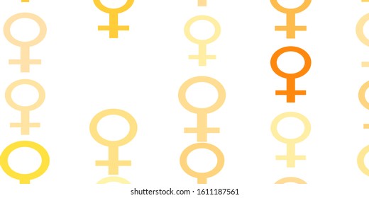 Light Orange vector texture with women's rights symbols. Colorful feminism symbols with a gradient in modern style. New design for applications.