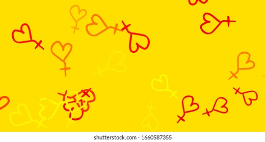 Light Orange vector texture with women's rights symbols. Simple design in abstract style with women’s rights activism. Elegant design for wallpapers.