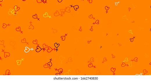 Light Orange vector texture with women's rights symbols. Colorful feminism symbols with a gradient in modern style. Design for International Women’s Day.