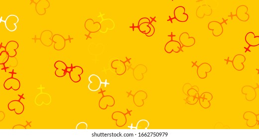 Light Orange vector texture with women's rights symbols. Simple design in abstract style with women’s rights activism. Simple design for your web site.