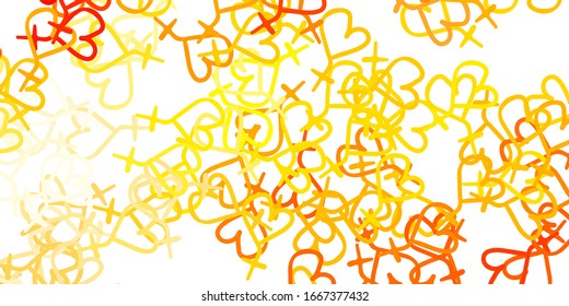 Light Orange vector texture with women's rights symbols. Illustration with signs of women's strength and power. Elegant design for wallpapers.