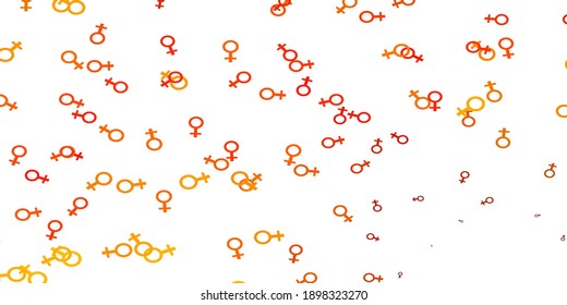 Light Orange vector texture with women's rights symbols. Colorful illustration with gradient feminism shapes. Base for your app design.