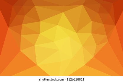 Light Orange vector triangle mosaic cover with a heart in a centre. Elegant polygonal illustration with gradient. New template for your brand book.