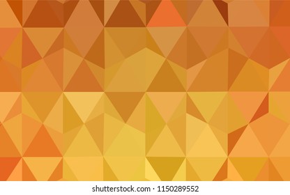 Light Orange vector triangle mosaic texture. Shining polygonal illustration, which consist of triangles. Brand new style for your business design.