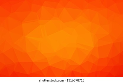 Light Orange vector triangle mosaic texture. Triangular geometric sample with gradient.  Template for a cell phone background.